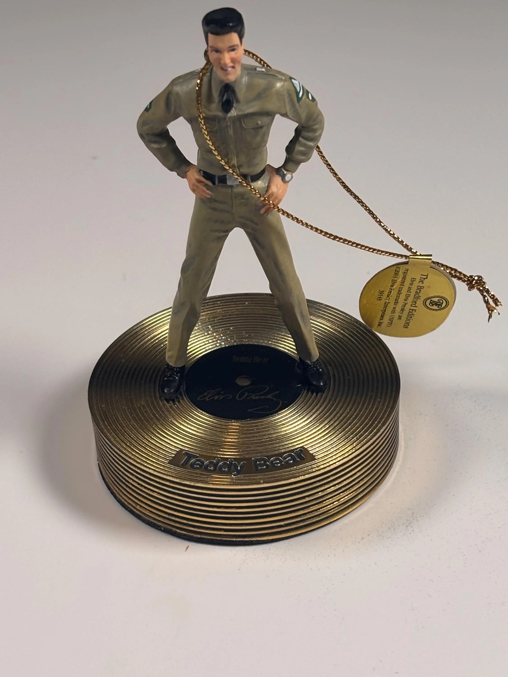 Bradford Editions Elvis Solid Gold Christmas Ornament Collection Teddy Bear